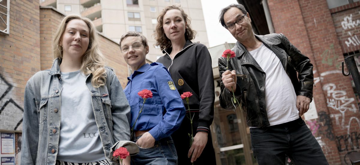 Die Theaterakteure Linda Fülle, Greta Galisch de Palma, Laura Mitzkus und Stephan Thiel, Foto: J. Lehmann